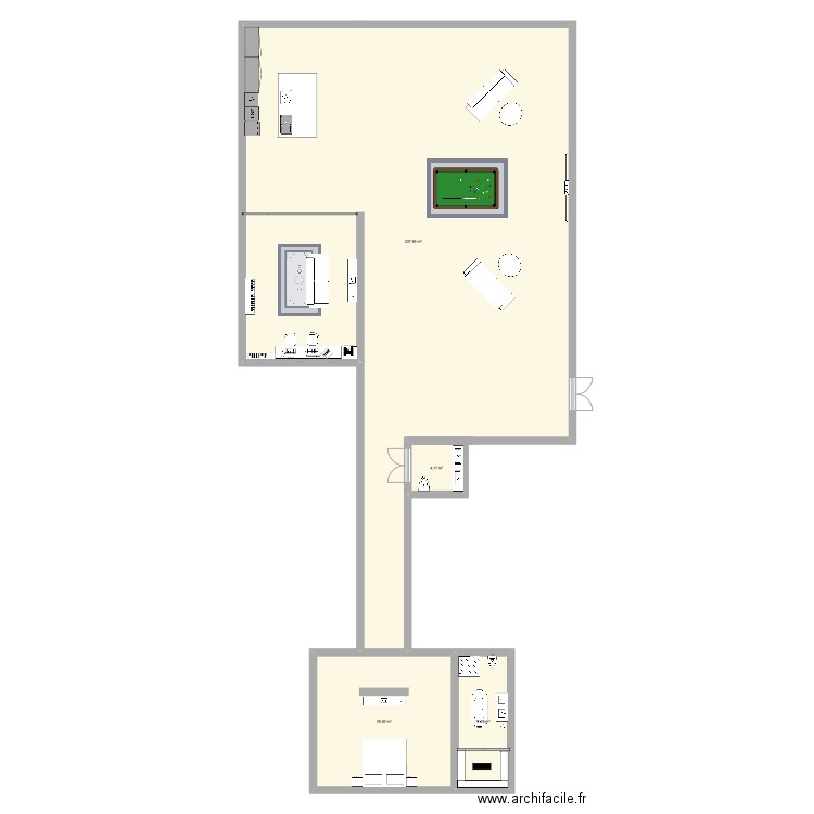 chez Lenny. Plan de 4 pièces et 274 m2