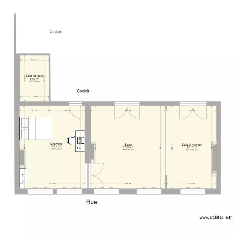 CHambre MODIFIE. Plan de 