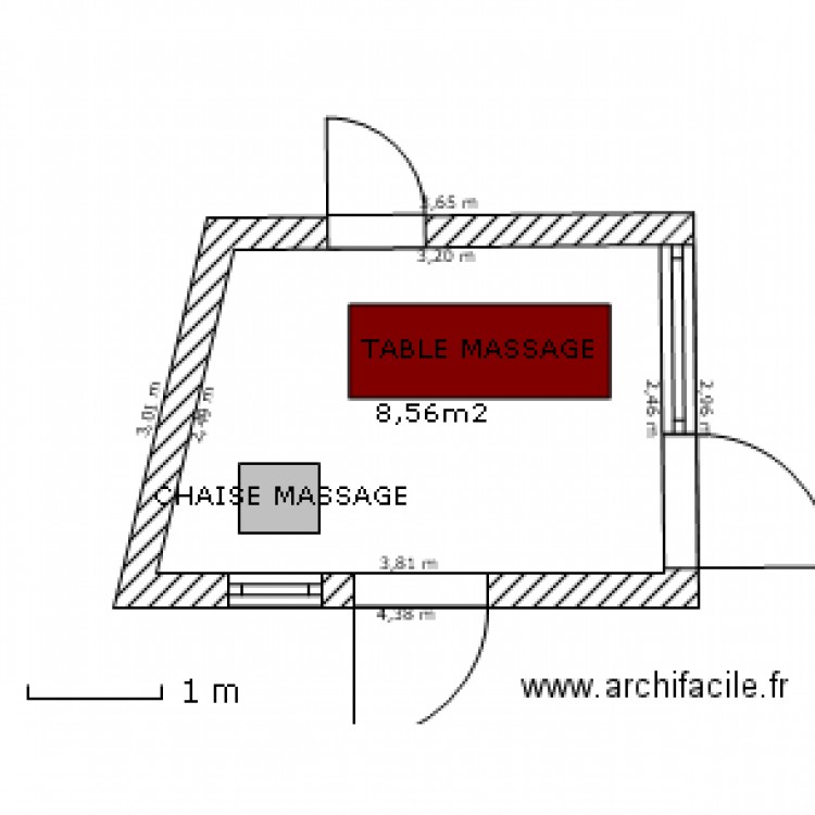 SALLE MASSAGE Plan dessiné par erviopel
