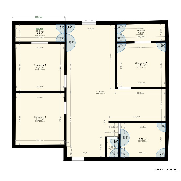 plan 2. Plan de 8 pièces et 96 m2