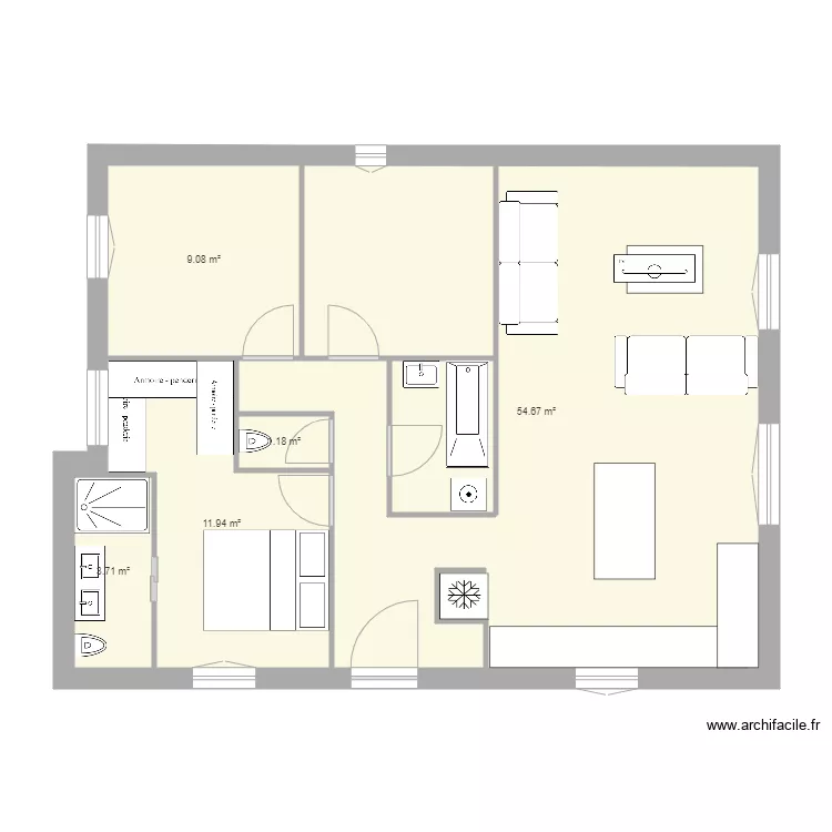 Existant maison Ortholan idee 2 sans locatif. Plan de 