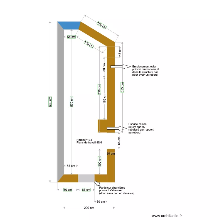 Mesures structures bar. Plan de Mesures structures bar. Plan de