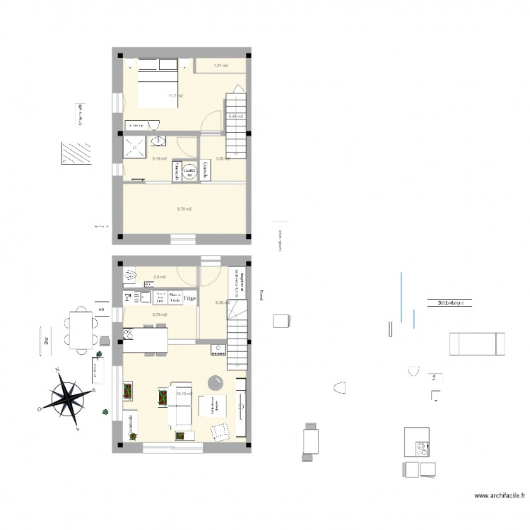 PG appart duplex pignon est sections 5 3. Plan de 10 pièces et 65 m2