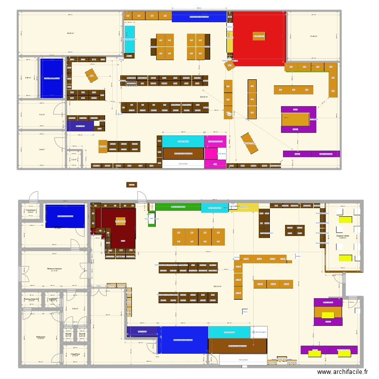 Plan final 19/02/23 avec place pour chambre froide et comptoir supplémentaire. Plan de 20 pièces et 850 m2