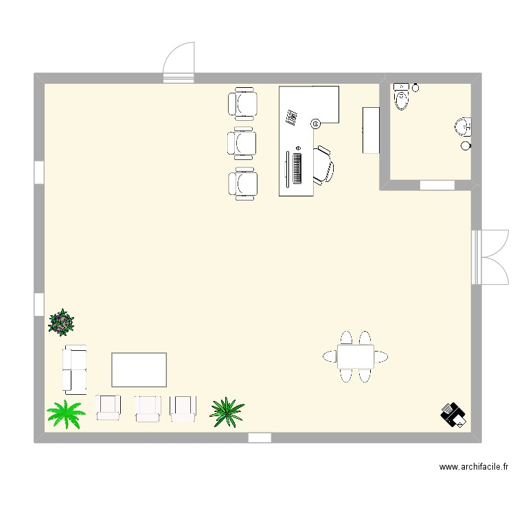 Hall d'accueil. Plan de 2 pièces et 98 m2