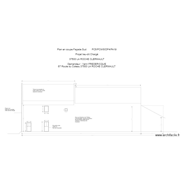 Plan en coupe Façade sud A3  . Plan de 0 pièce et 0 m2