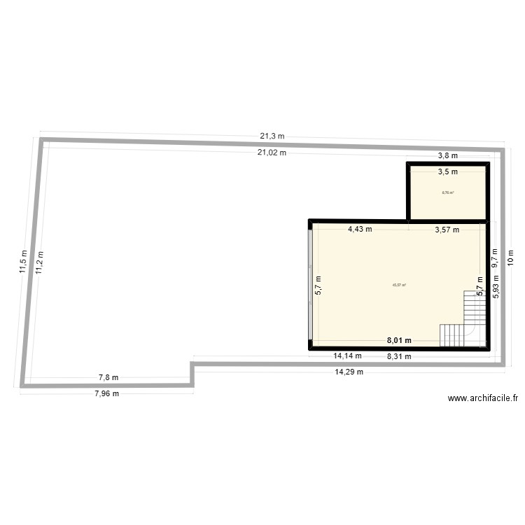 Villa 2A. Plan de 2 pièces et 54 m2