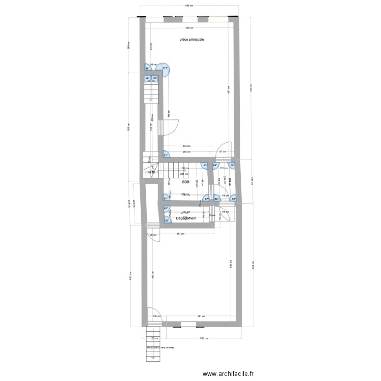 1er étage APRES. Plan de 6 pièces et 64 m2