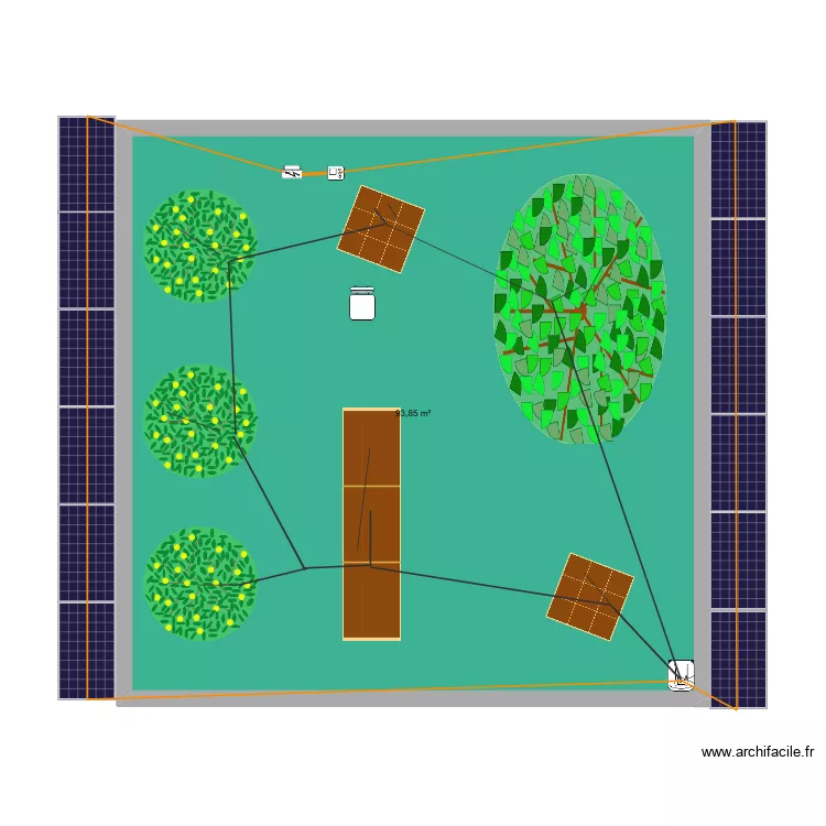 jardin partag&eacute; Ethan Coulon 4D. Plan de 1 pièce et 94 m²