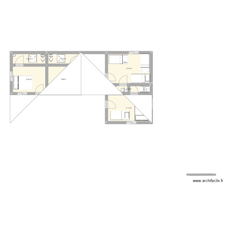 Mangidy Avec Meuble. Plan de 7 pièces et 49 m2