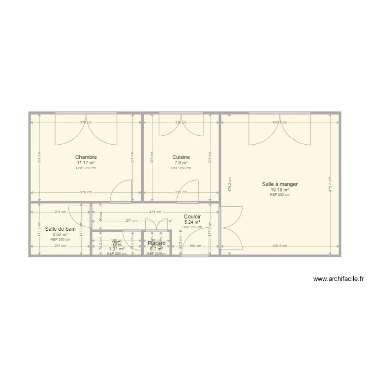 JAUROYON APT. Plan de 7  et 49 m²