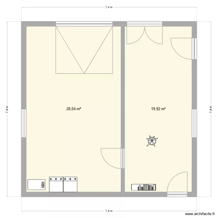 garage beauvoir. Plan de 2  et 48 m²