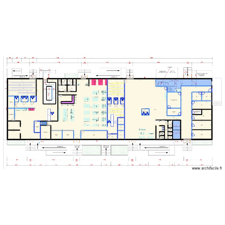 aeroport zig 2. Plan de 47 pièces et 1015 m2