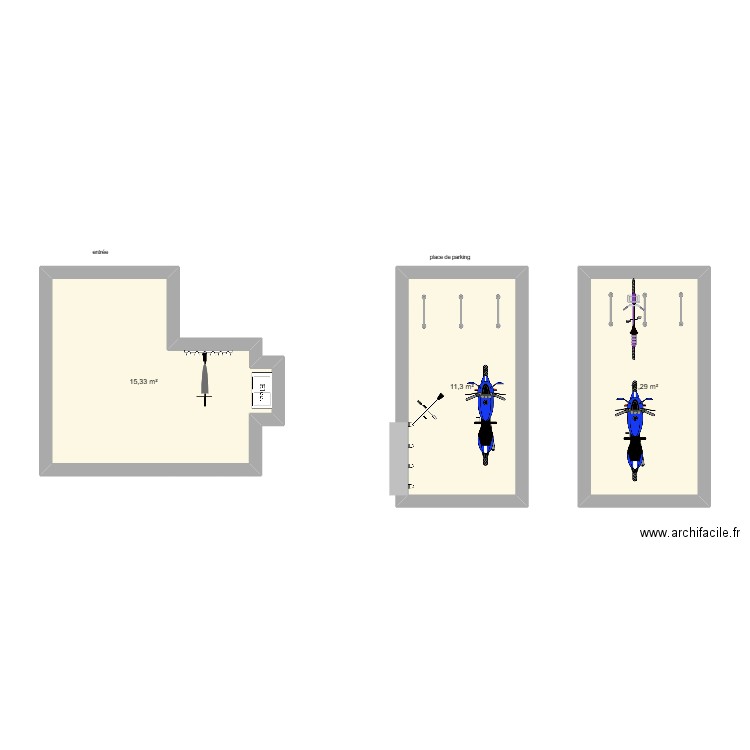 KBVW. Plan de 3 pièces et 38 m2
