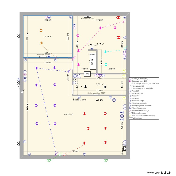 paul . prises. Plan de 4 pièces et 71 m2