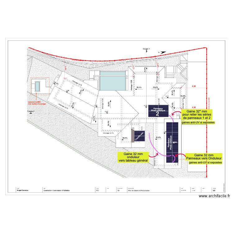 Implantation panneaux solaires. Plan de 0 pièce et 0 m2