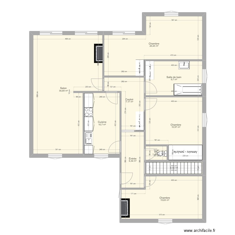 Plan Chavenon. Plan de 10 pièces et 126 m2