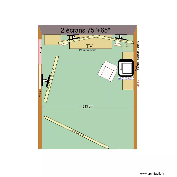 Coin TV 75"+ 2x65"+ Gr.Ecran 01. Plan de 