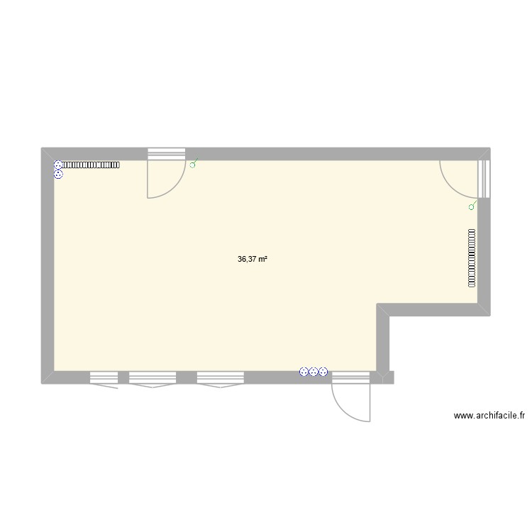PLAN ACTUELLE 1. Plan de 1 pièce et 36 m2