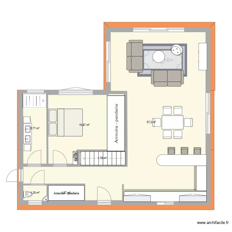 test maison 2. Plan de 6 Pièces et 84 m²