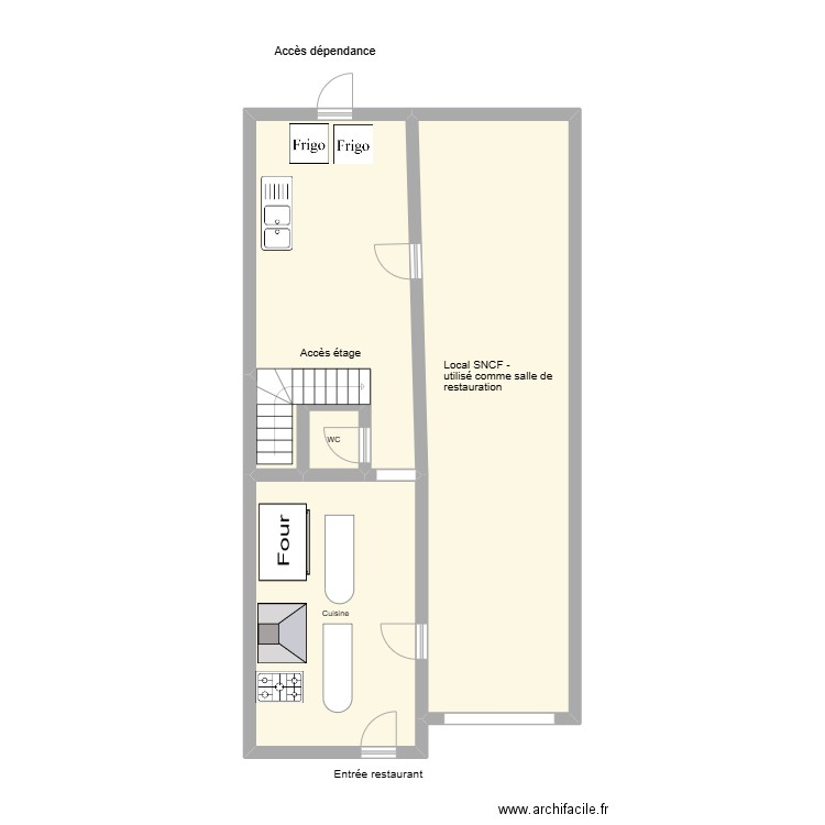 restaurant FERTE MILON. Plan de 5 pièces et 92 m2