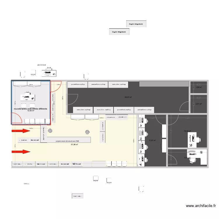 PLAN boutique avec entré voyage et agence immo. Plan de PLAN boutique avec entré voyage et agence immo. Plan de