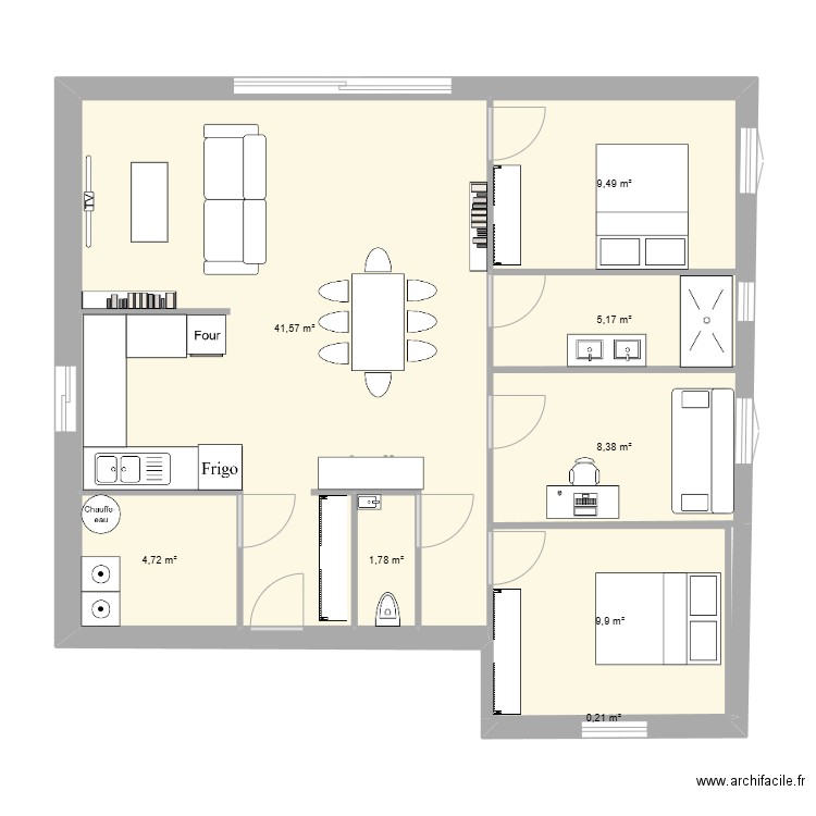 maison maxime. Plan de 8 pièces et 81 m2