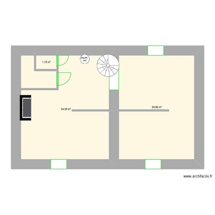 PLAN ETAGE. Plan de 3 pièces et 66 m2