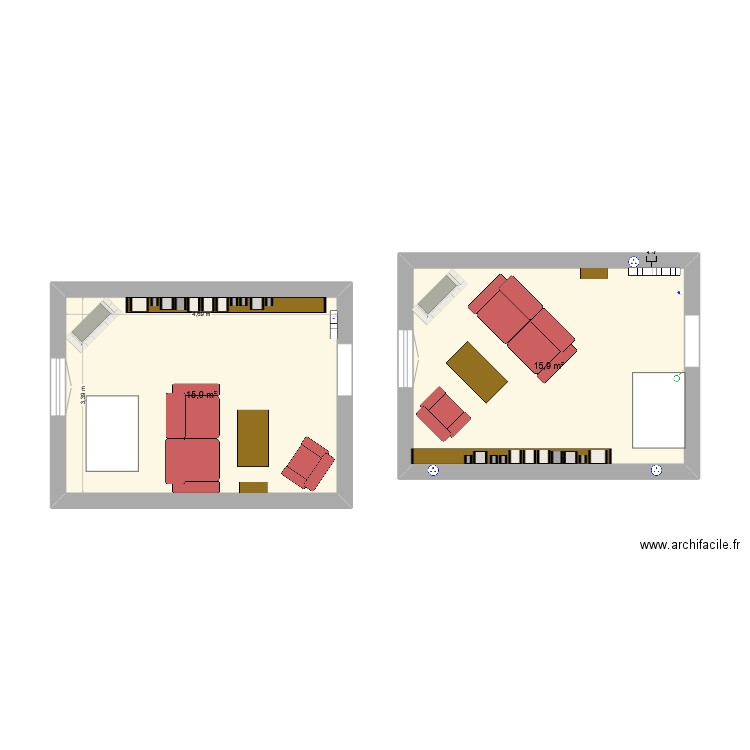 Saloon 3. Plan de 2 pièces et 32 m2