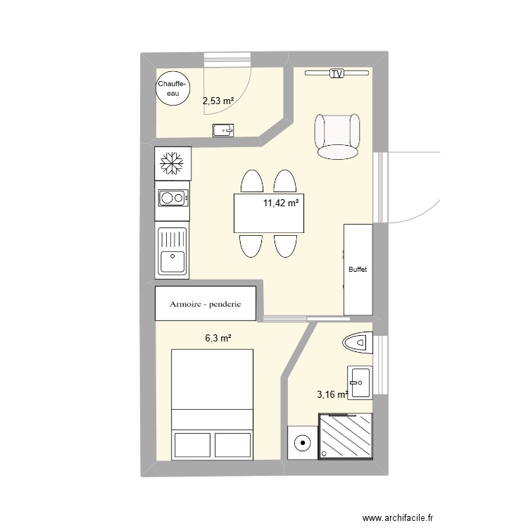 fadom7. Plan de 4 pièces et 23 m2