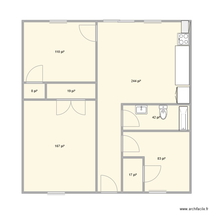 rc 4501 boulvard st anne. Plan de 8 pièces et 64 m2