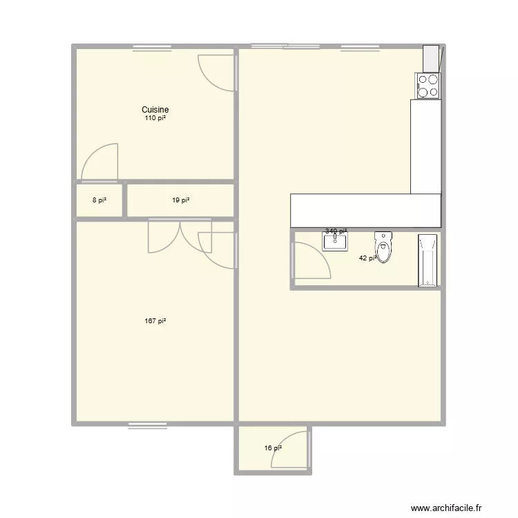 rc 4501 boulvard st anne. Plan de 7 pièces et 66 m²