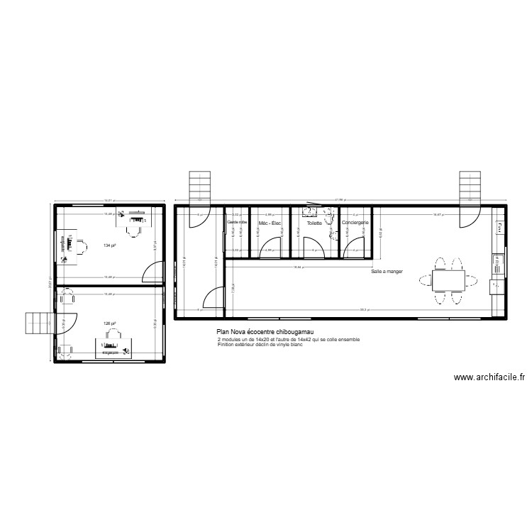 Écocentre chibougamau. Plan de 8 pièces et 77 m2