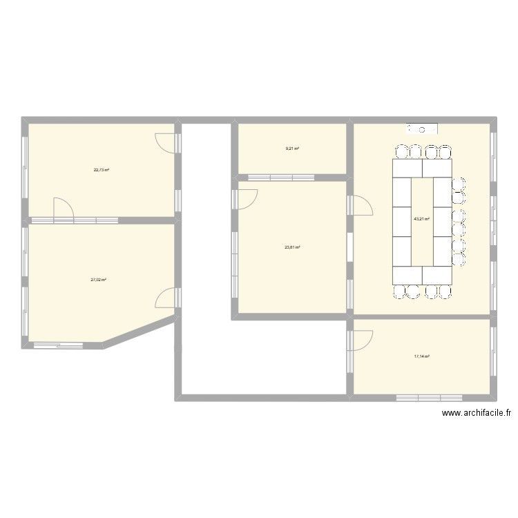 bureau2. Plan de 6 pièces et 143 m2