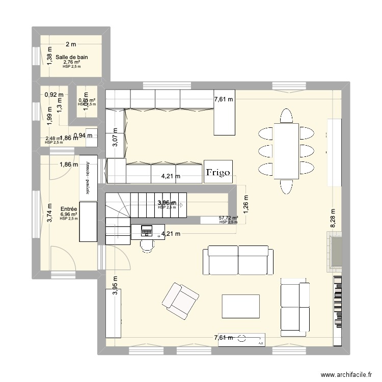 Rez-de chaussée_3_aménagé_3. Plan de 6 pièces et 74 m2