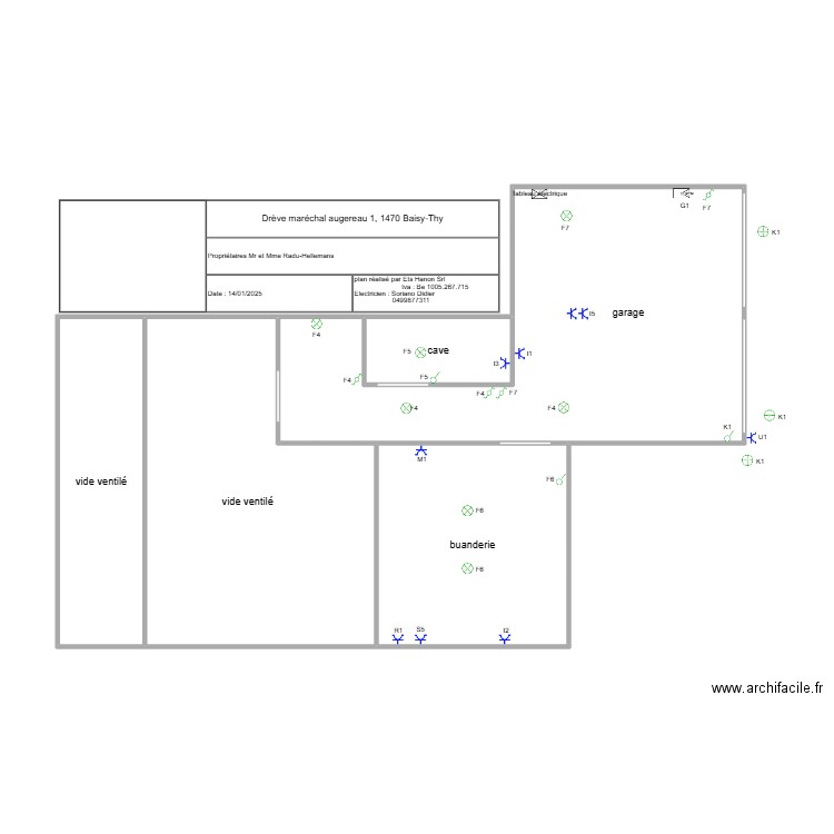 sous sol baisy thy. Plan de 5 pièces et 66 m2