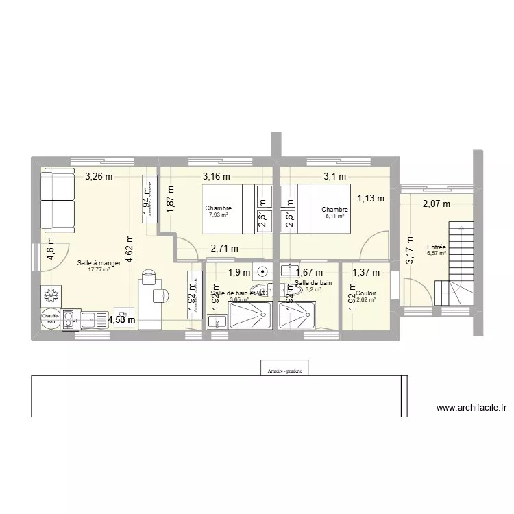 EYGLIERS escalier extension cbg. Plan de 