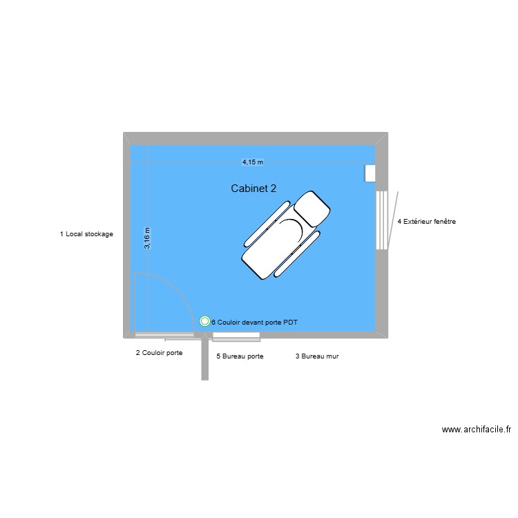 30693 Cabinet 2. Plan de 1 pièce et 13 m2