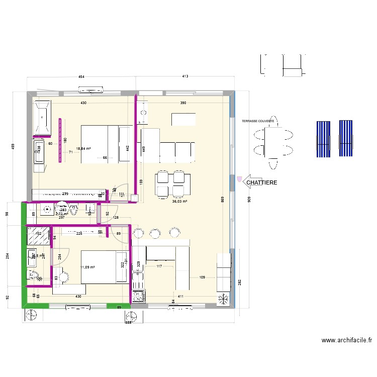 DEVOIS LOT B  MESURES OK 2°. Plan de 5 pièces et 71 m2