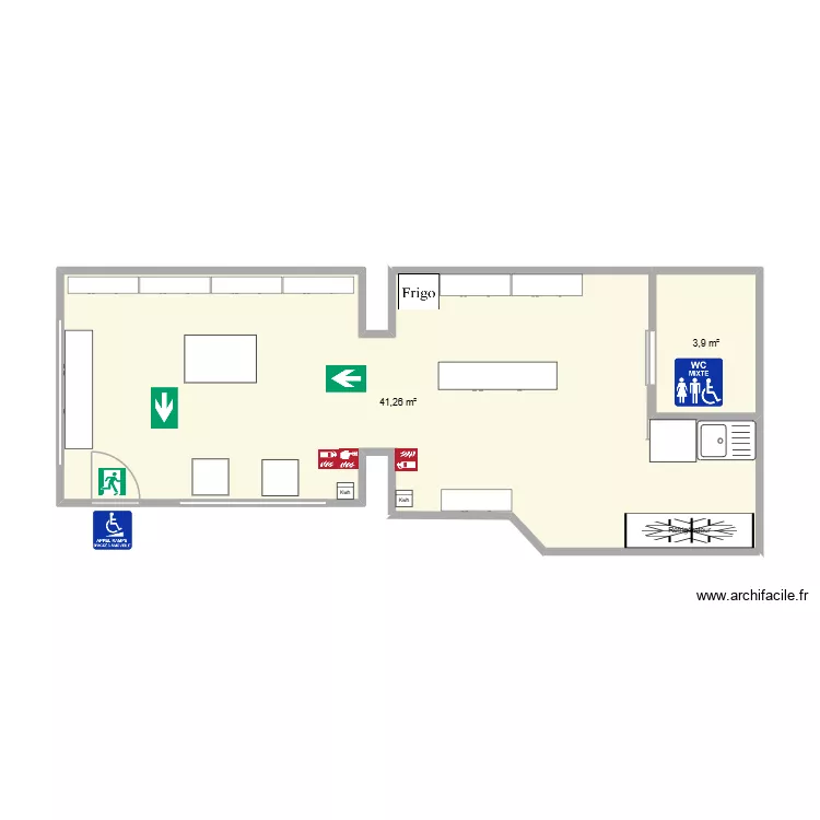 ETC. Plan de 2 Pièces et 45 m²