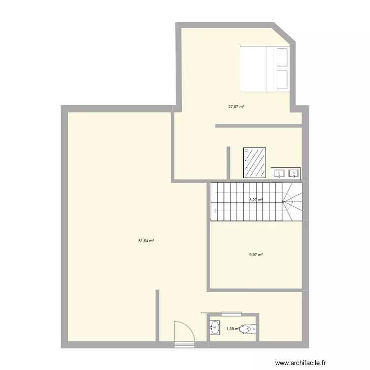 RDC 2. Plan de 5  et 96 m²
