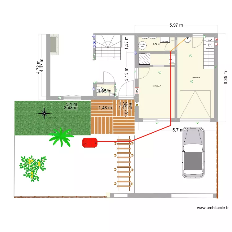 Maison Cormeilles-RDC-Garage_Plomberie. Plan de 