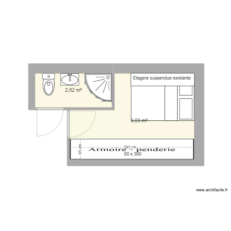 Salle de bains et Chambre Aménagement 3. Plan de Salle de bains et Chambre Aménagement 3. Plan de