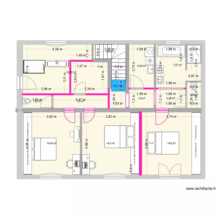 RDC Version définitive (test wc + sdb) - V après passage GA. Plan de 12 et 85 m² RDC Version définitive (test wc + sdb) - V après passage GA. Plan de 12 et 85 m²