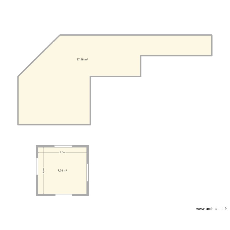 terrasse zoe. Plan de 2 pièces et 34 m2