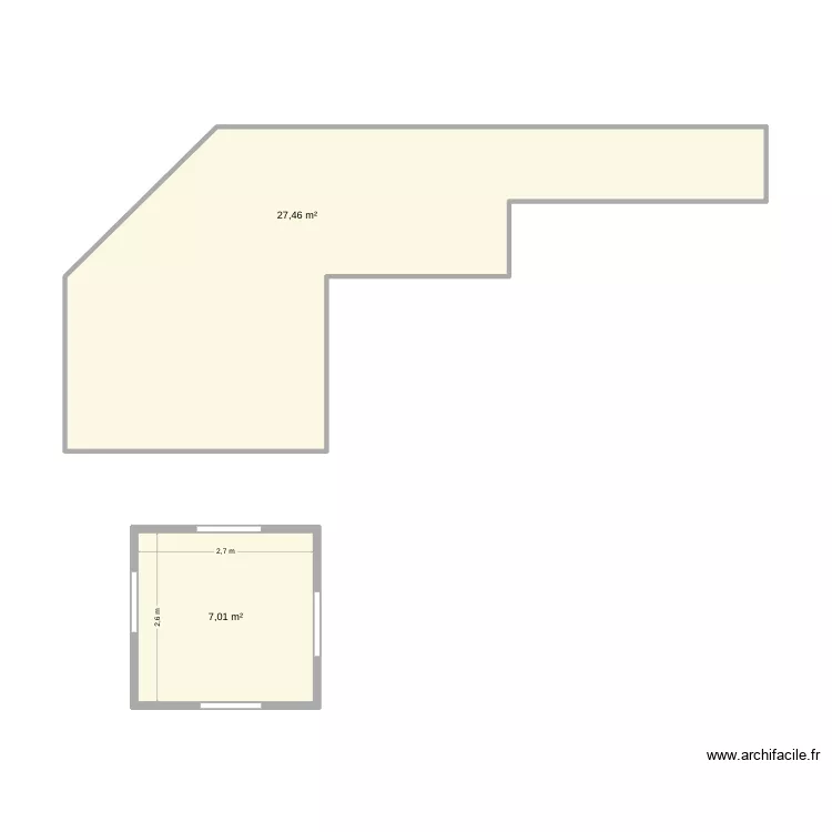 terrasse zoe. Plan de 2 pièces et 34 m²