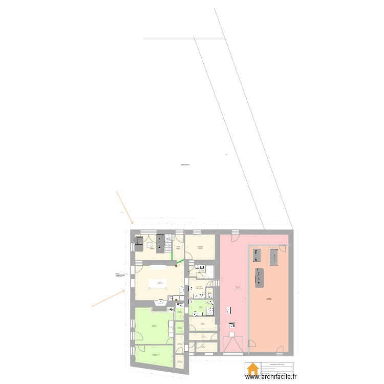 Remoray RdC Projet Sauvegarde. Plan de 24 pièces et 250 m2