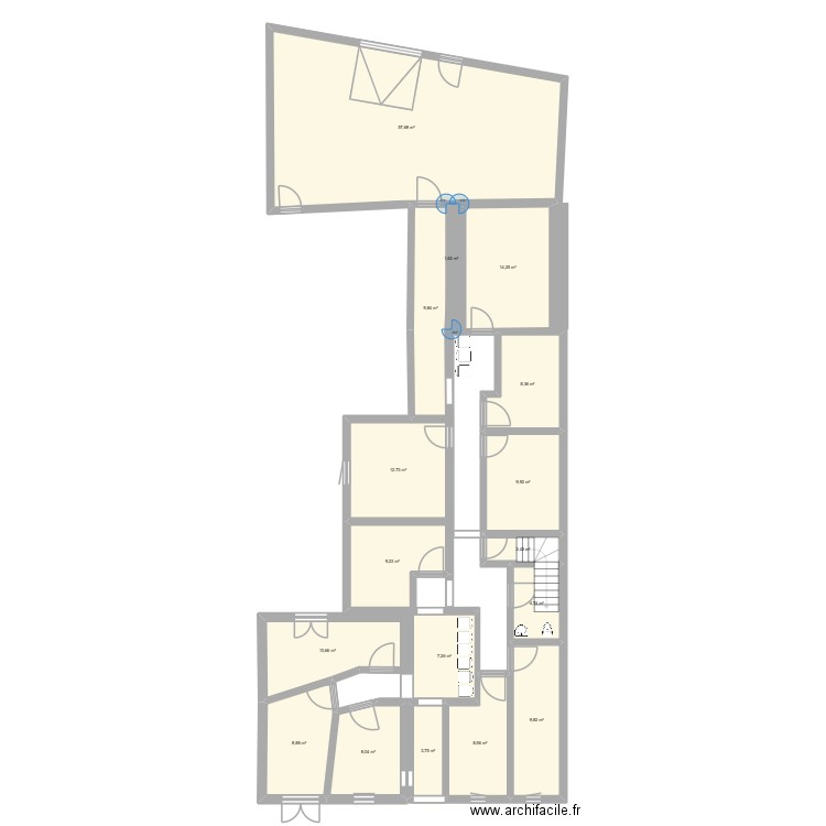 PROJET BOUL v2. Plan de 17 pièces et 188 m2