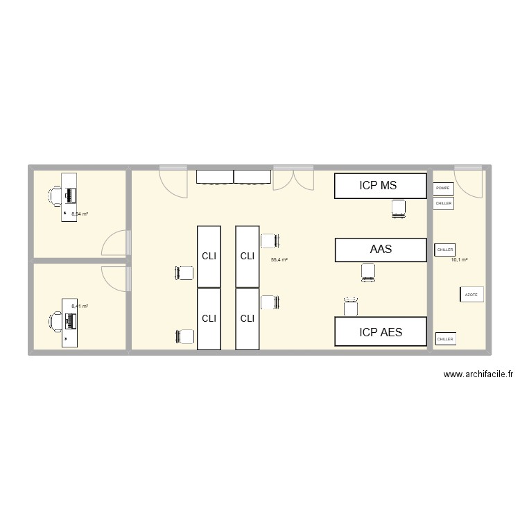 LABO ANALYSE  icp ms (CONVERSION). Plan de 4 pièces et 82 m2