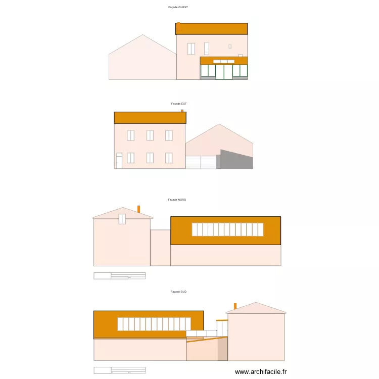 Plan de facade et toiture PROJET. Plan de 